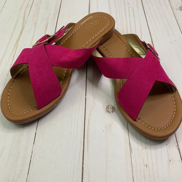 Hot Pink Strap Sandals - Picture 2 of 2
